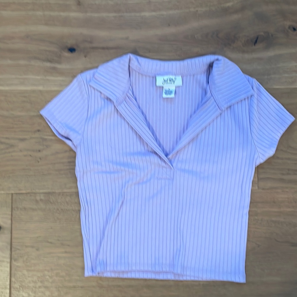 Lavender crop collar shirt